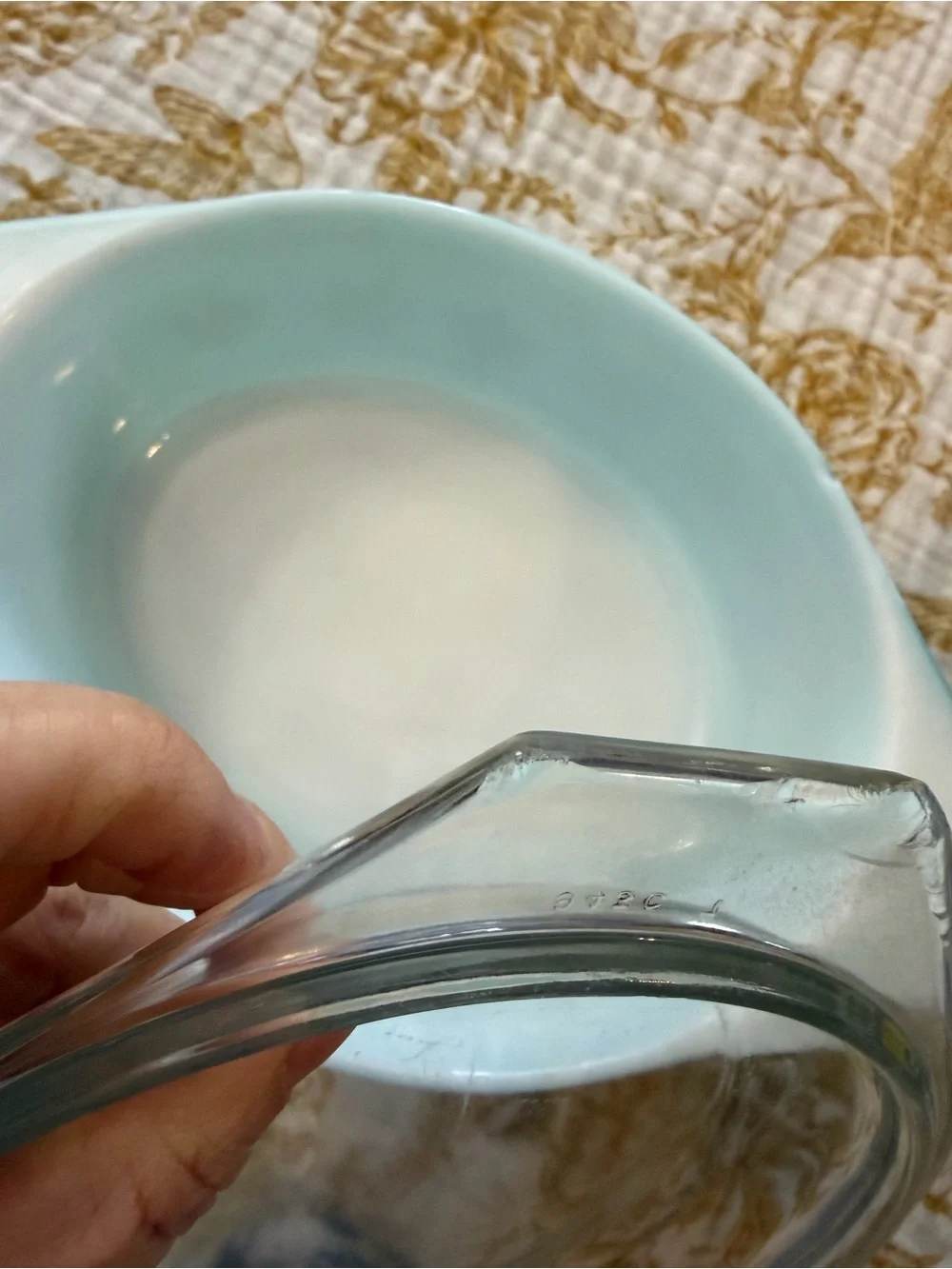 Pyrex Turquoise Snowflake Covered Casserole Dish